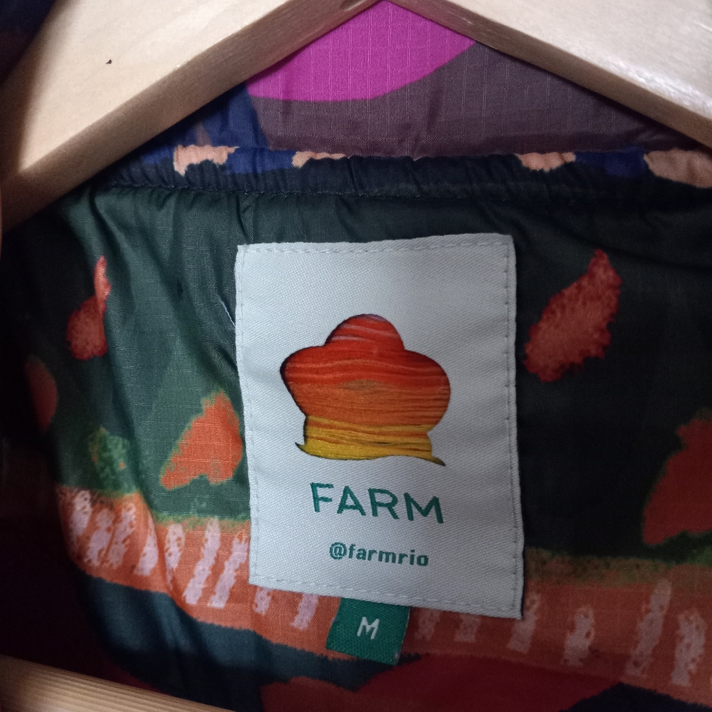 Farm Rio Patchwork Tapestry Crochet Puffer Jacket M - Picture 7 of 16